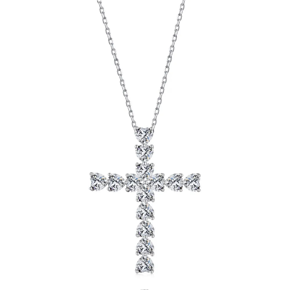 Collar de plata de ley con cruz de amor radiante