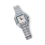Iced Out Square Face Watch- Pink Numerals