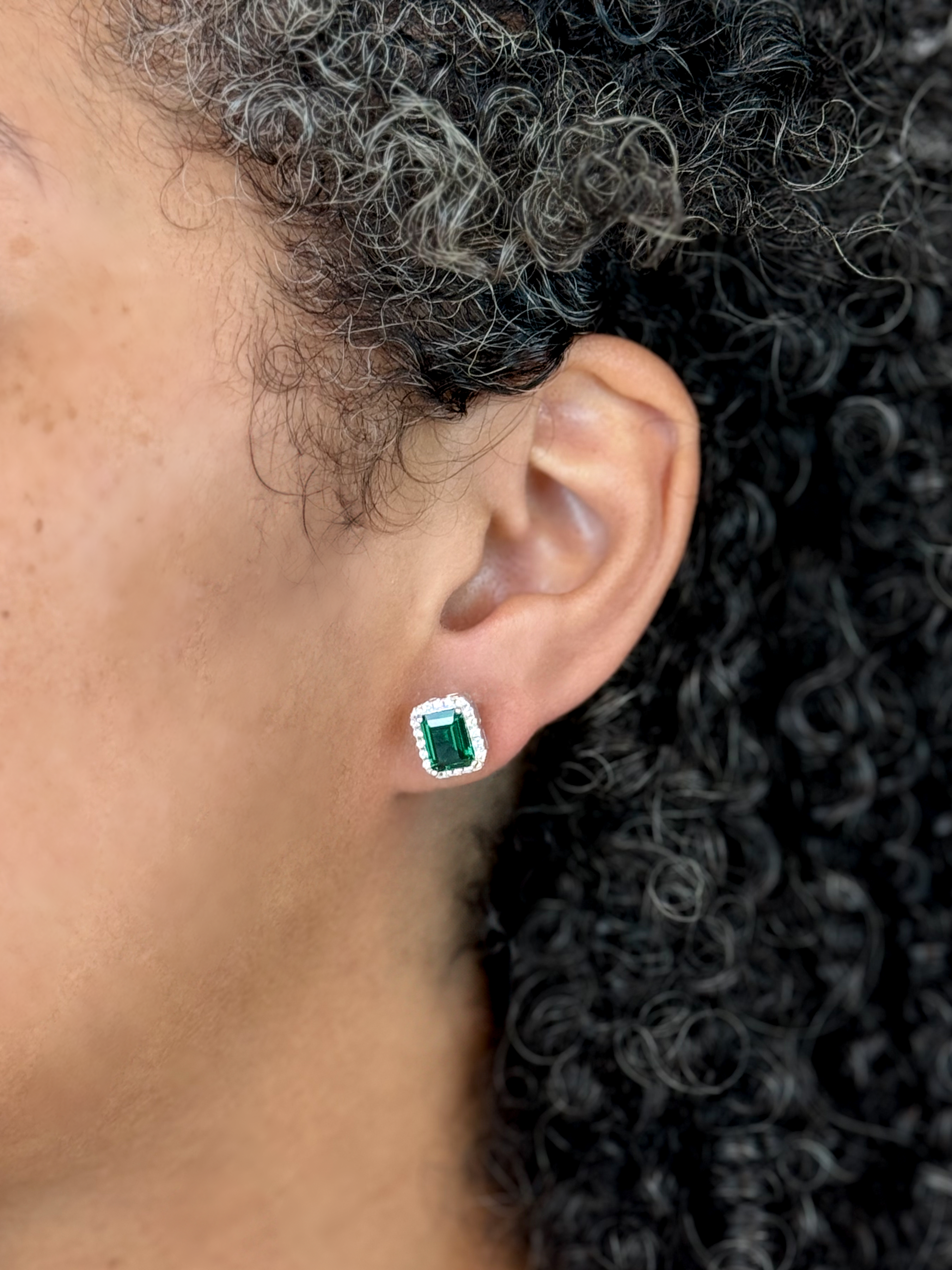 Emerald Elegance Sterling Silver Earring