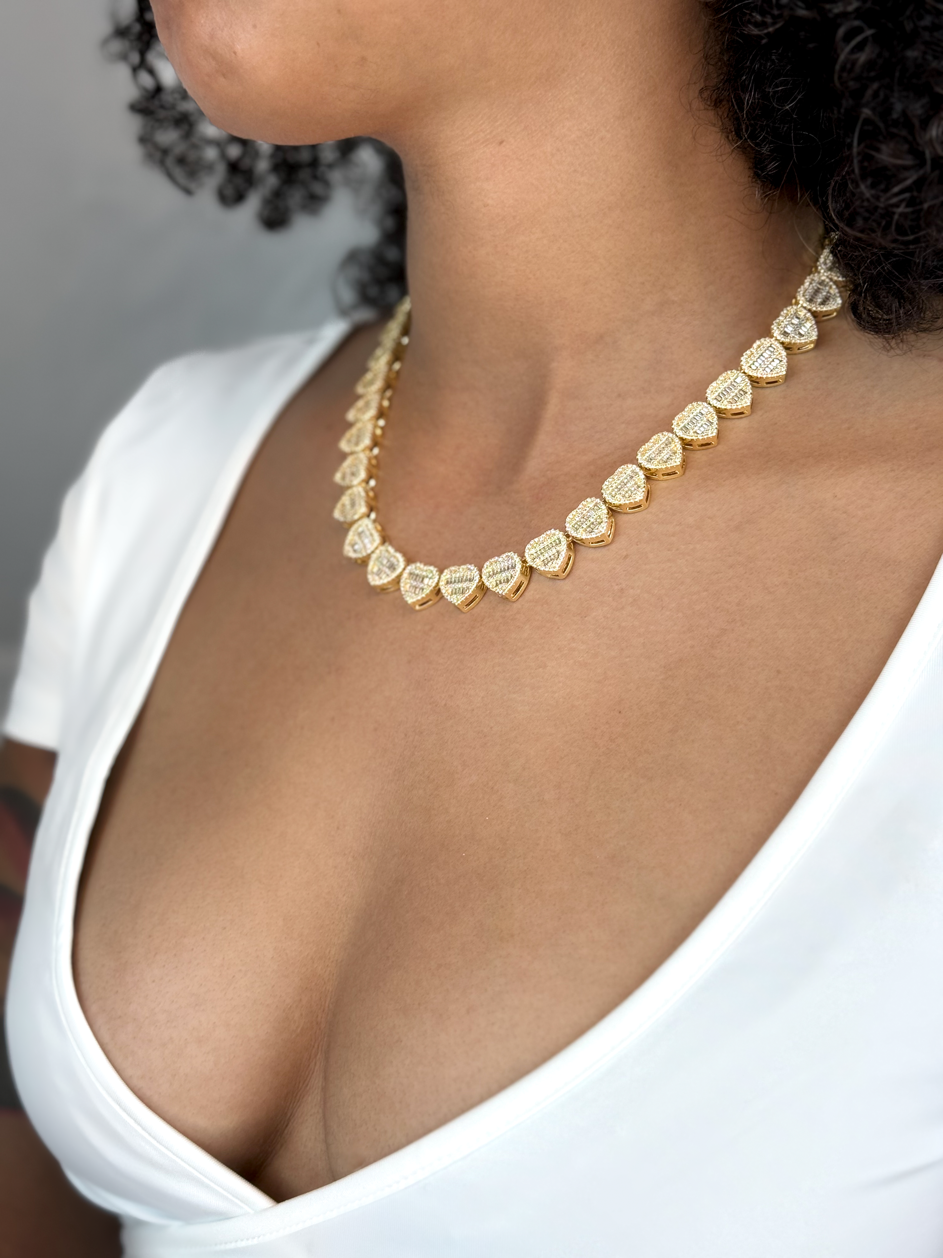 Glacier Hearts Cuban Link Necklace