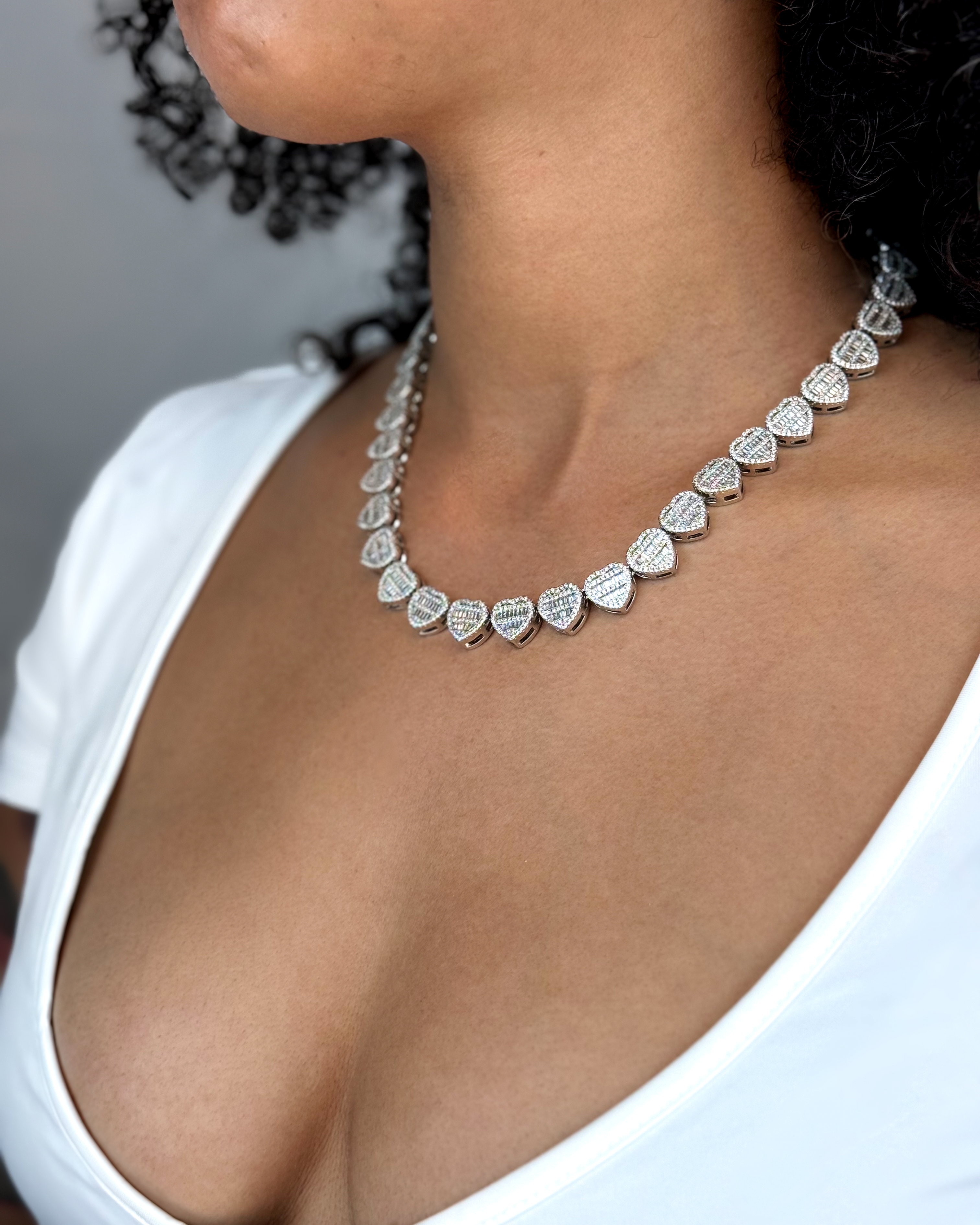 Glacier Hearts Cuban Link Necklace