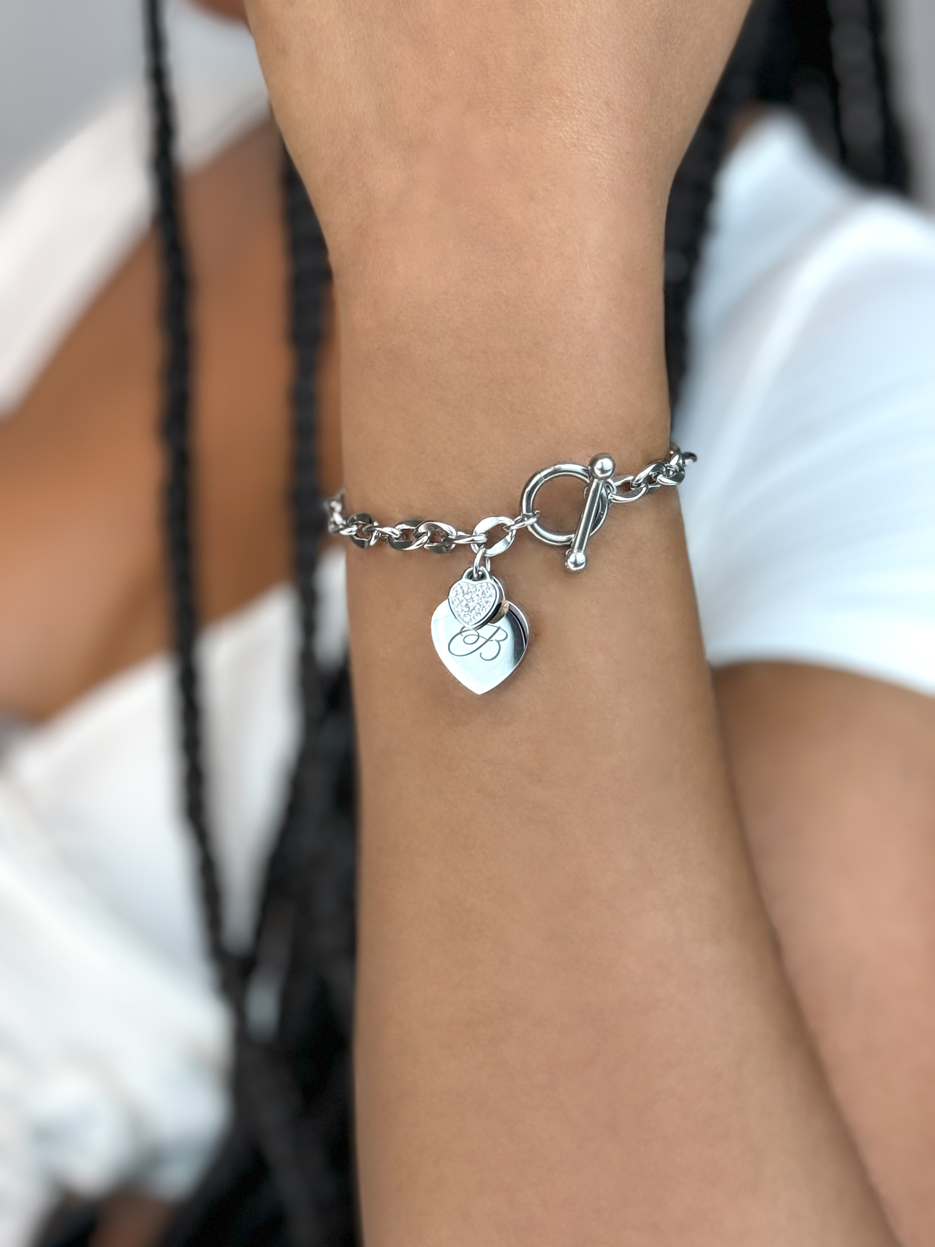 Engravable " Linked Up Classic Heart " Bracelet