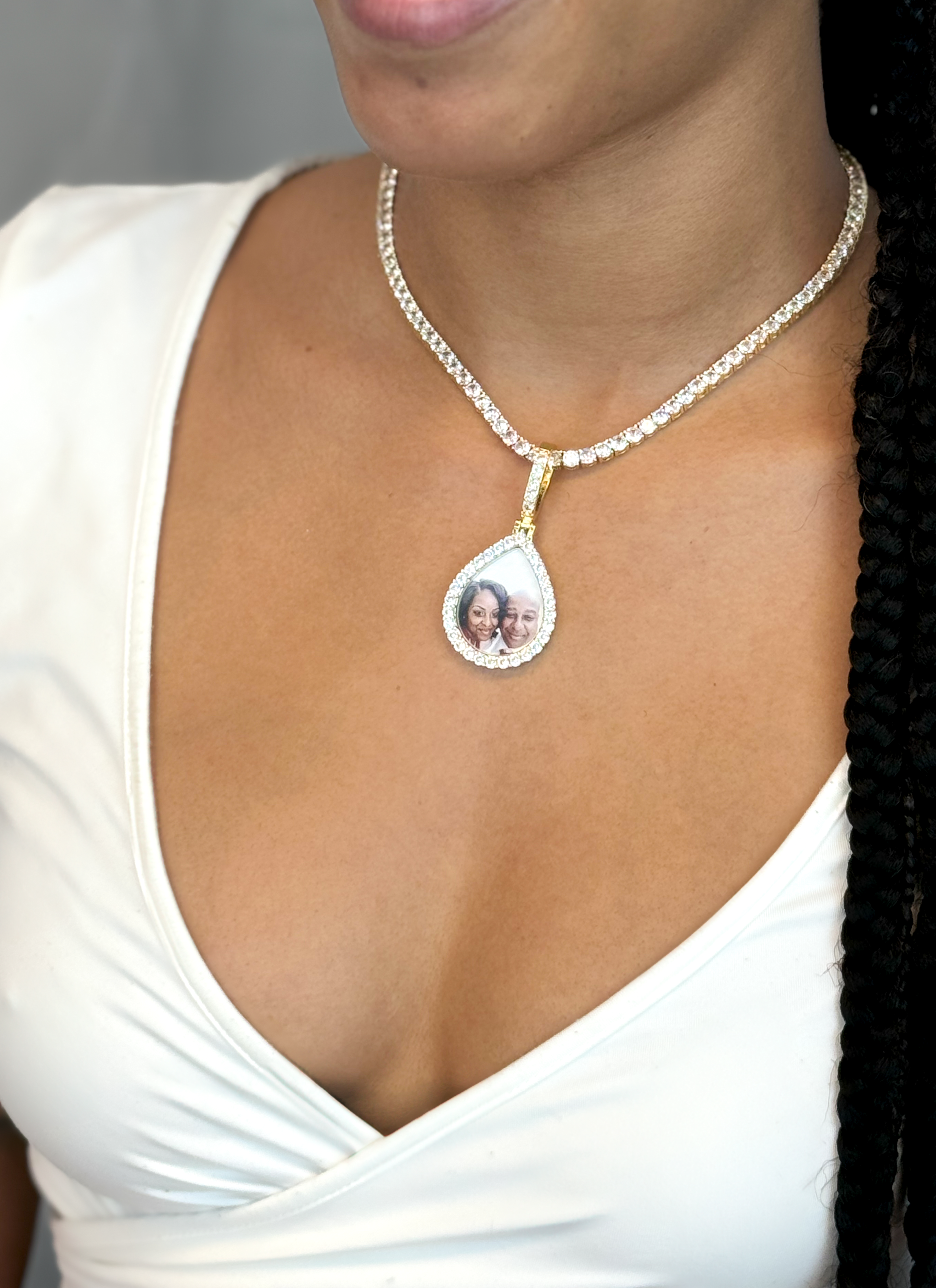 Pendentif photo classique en forme de larme