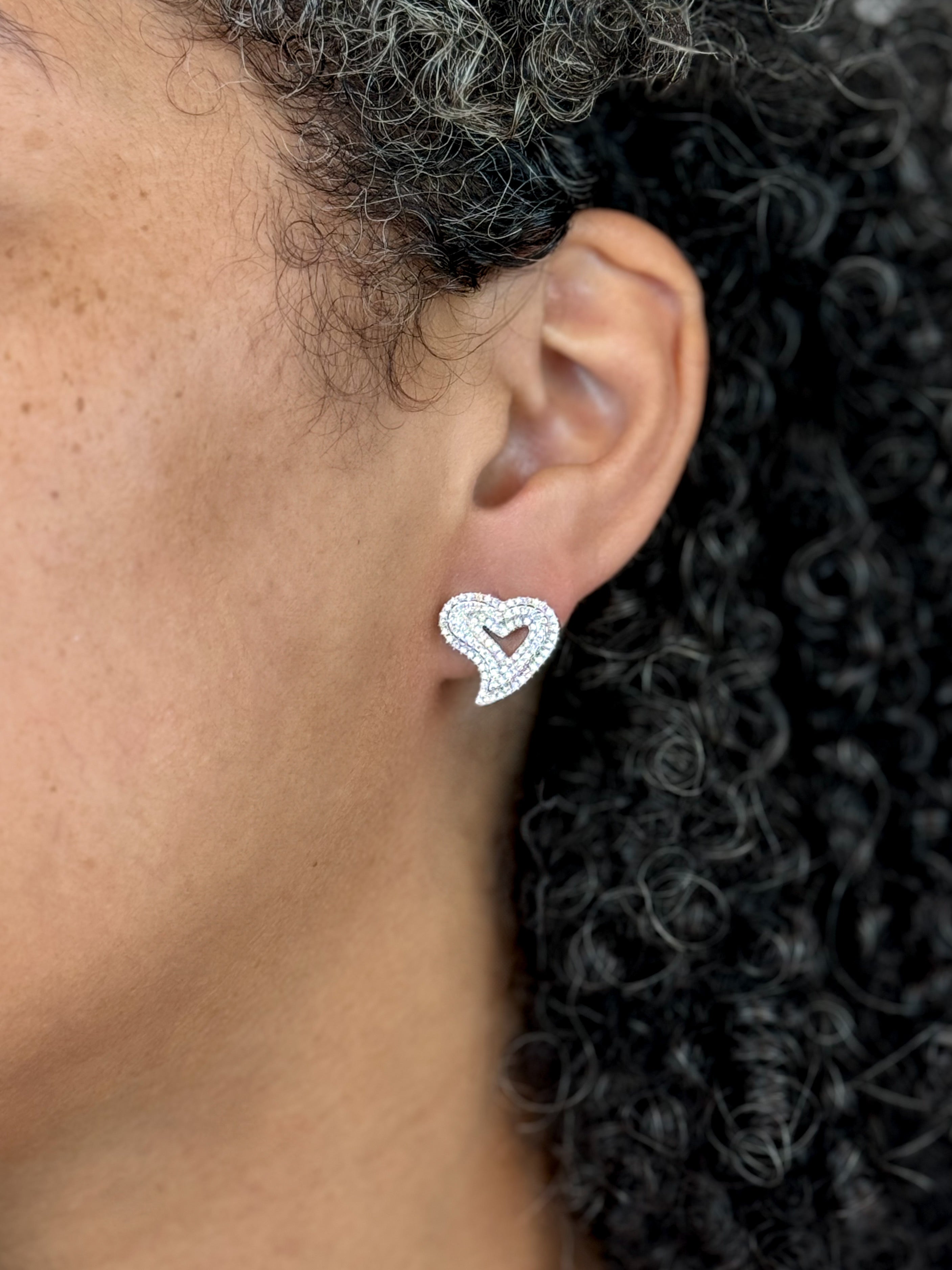 Her Love Open Heart Stud Earrings