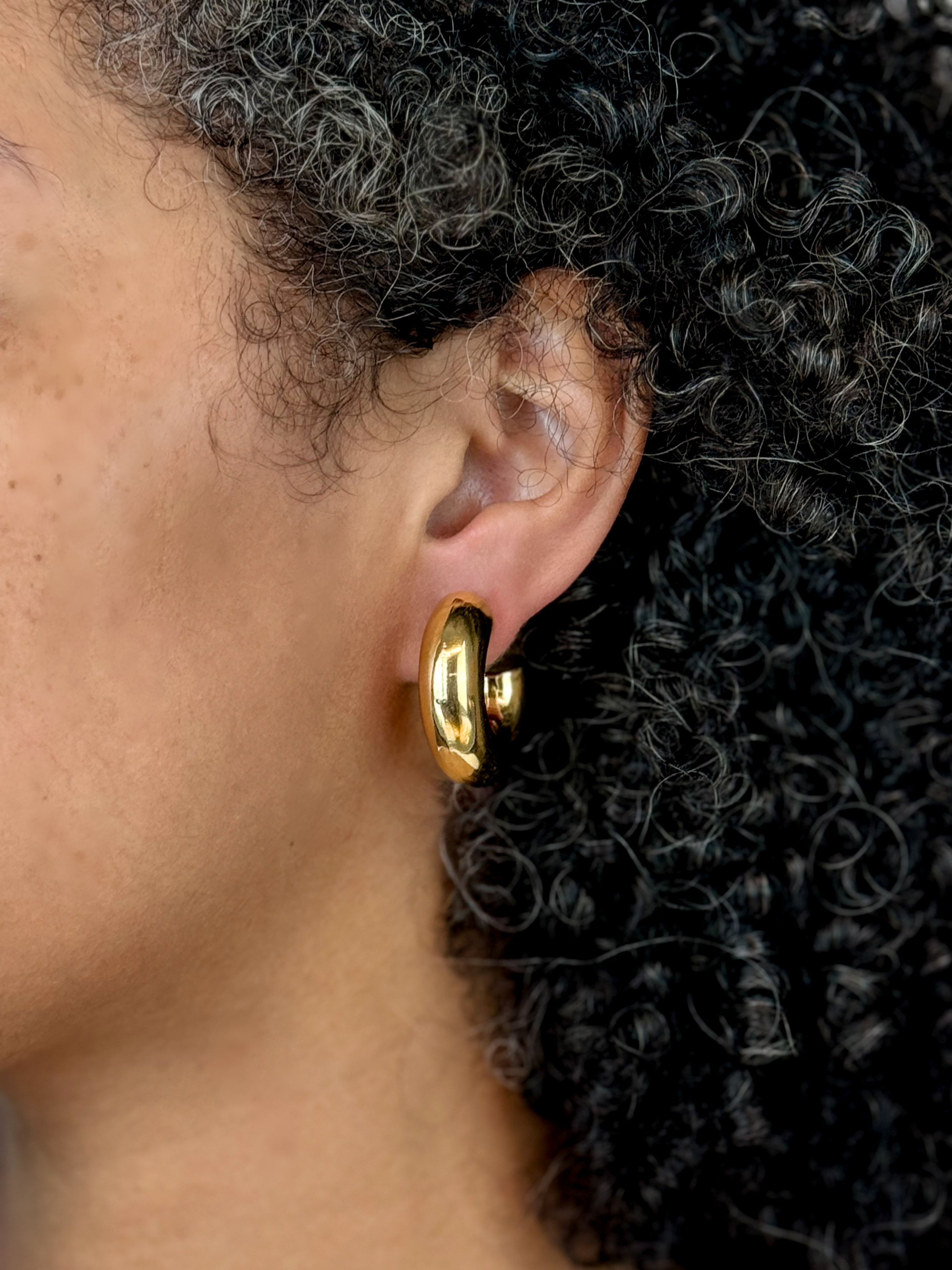 Chunky C-Shaped Gold Earrings