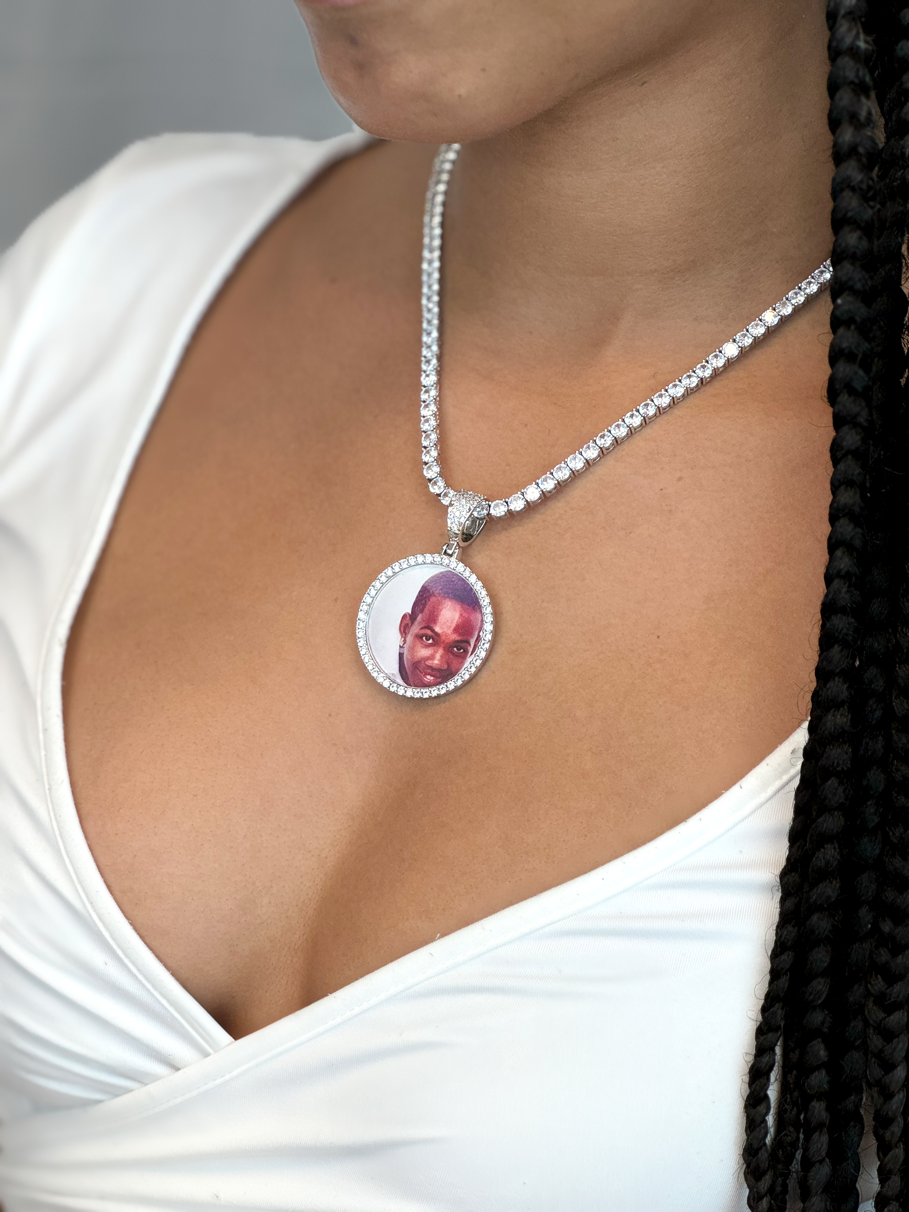 Pendentif photo cercle classique