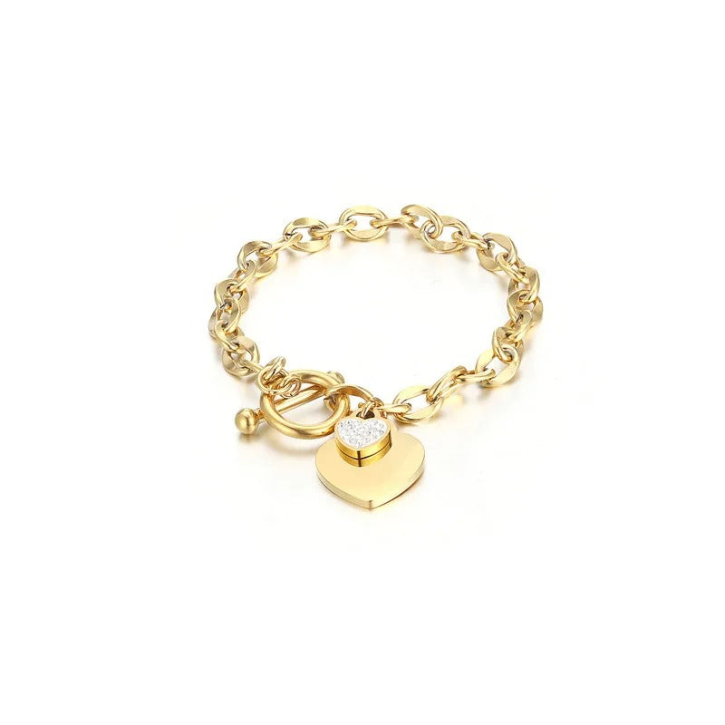 Engravable " Linked Up Classic Heart " Bracelet