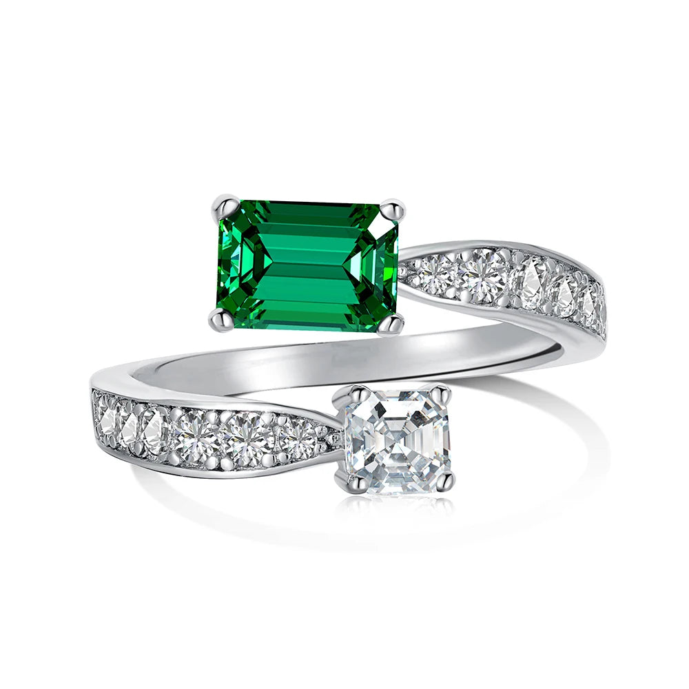 Emerald Swirl Sterling Silver Ring