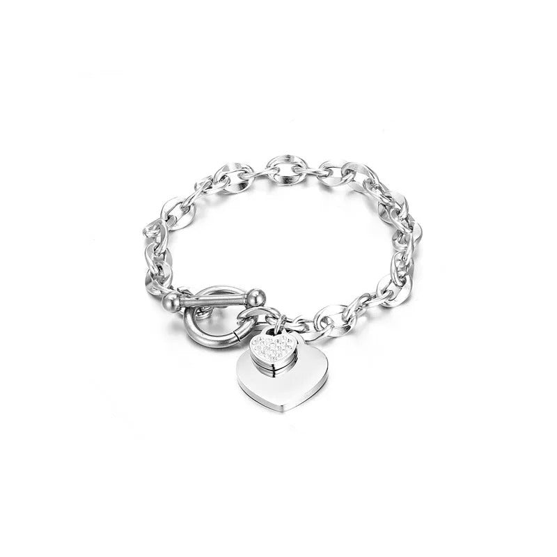 Engravable " Linked Up Classic Heart " Bracelet