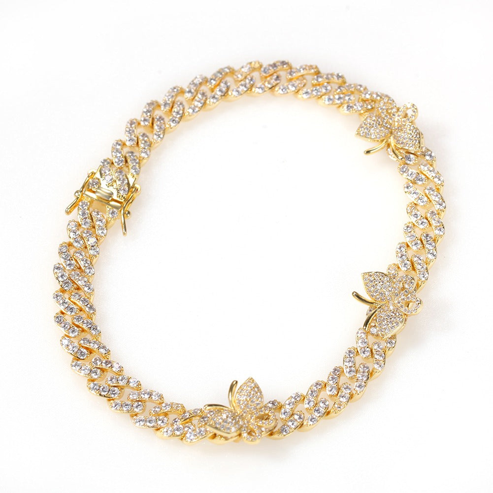 Icy Butterfly Cuban Link Anklet