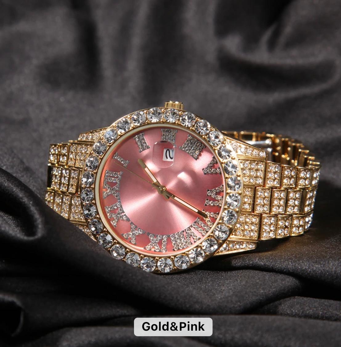 Icy Gold & Pink Face Watch