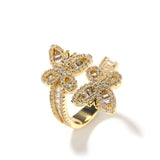 Crystal Butterfly Cuff Ring