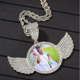 Angel Wings Circle Photo Pendant
