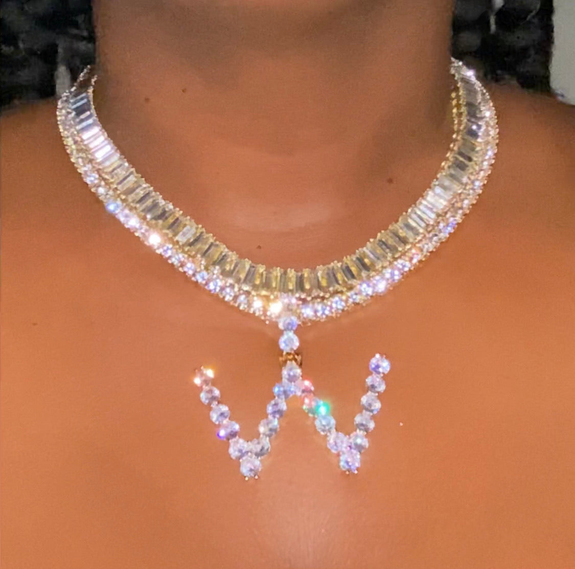 Avante Large Diamond Initial Necklace-Gold