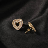 Princess Cut Baguette Heart Stud Earrings