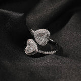 Double Heart Baguette Cuff  Ring